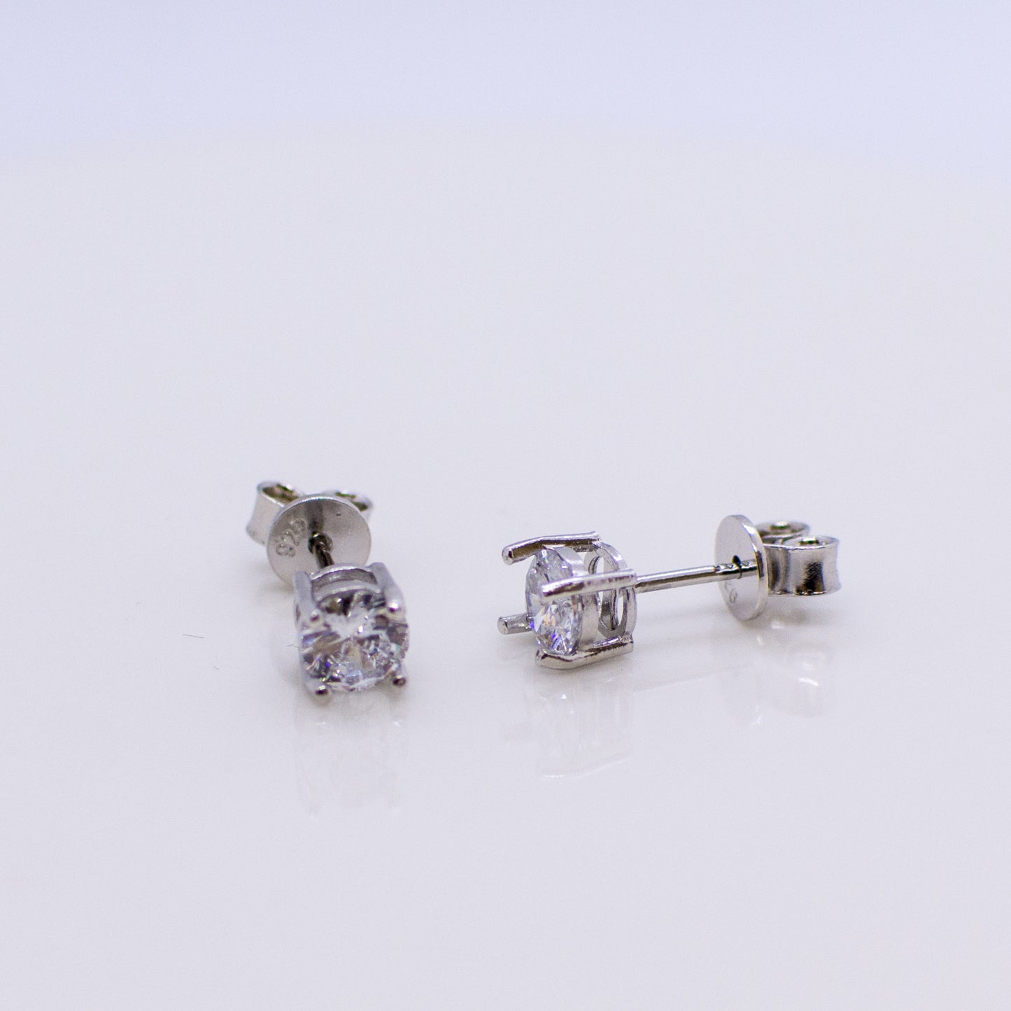 Silver Claw Set CZ Stud Earrings - John Ross Jewellers