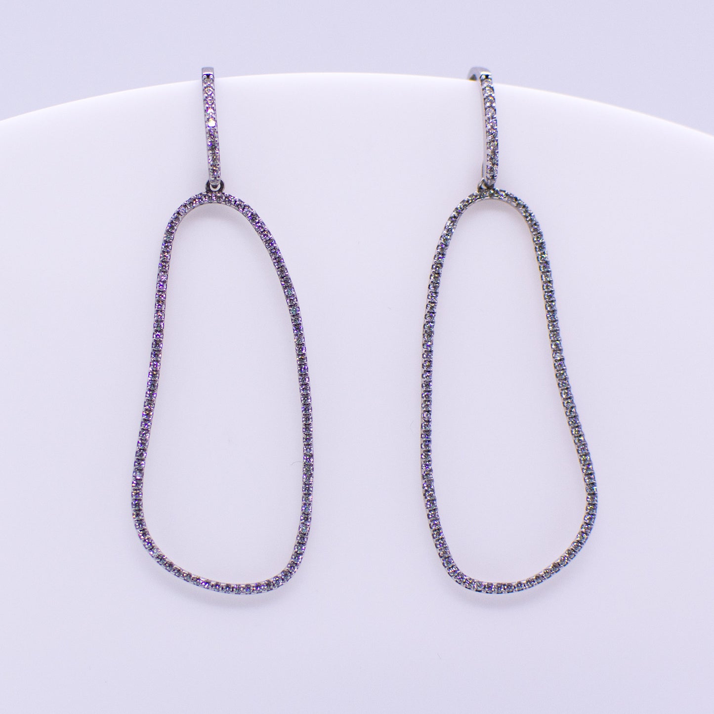 Silver CZ Long Drop Earrings - Open Shape - John Ross Jewellers