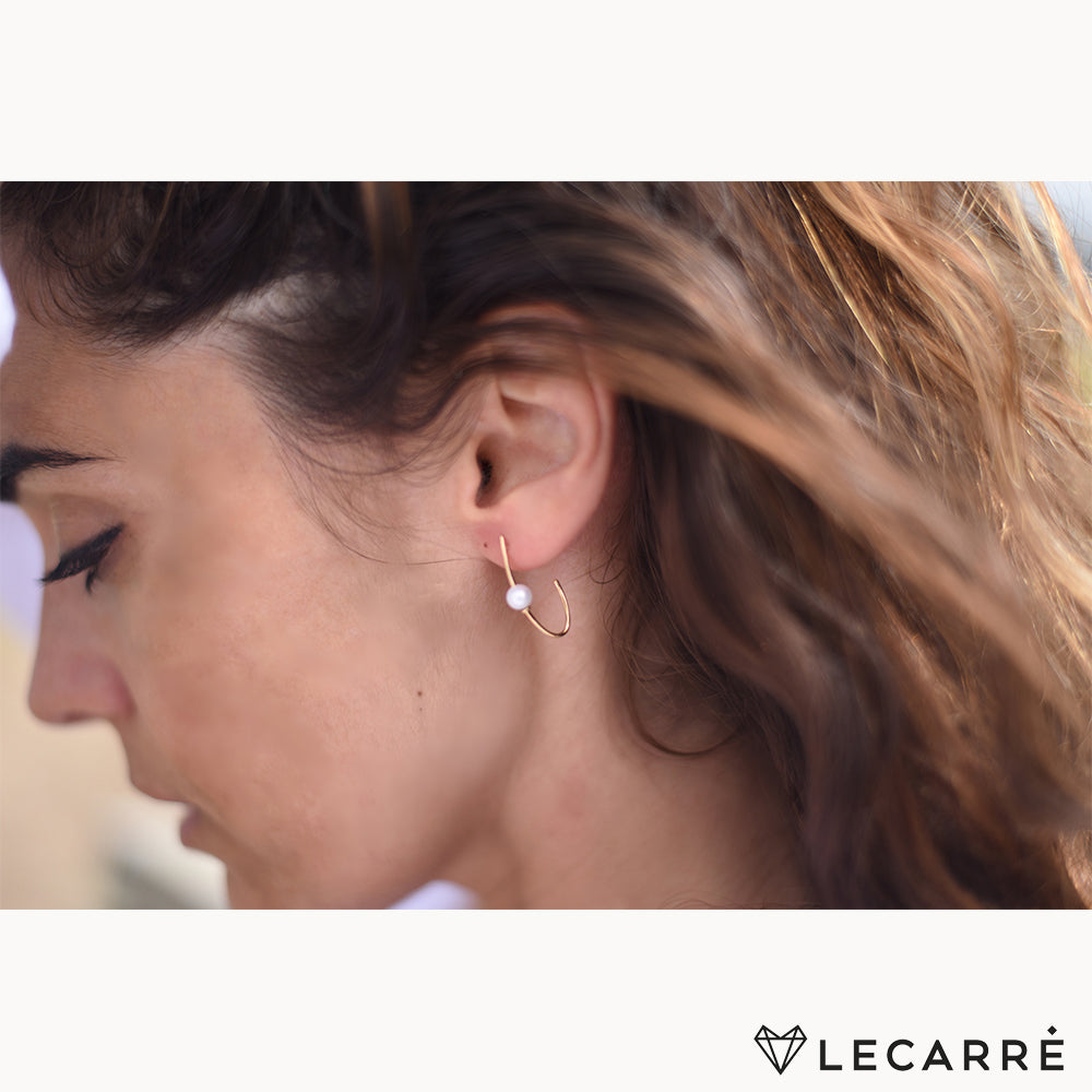 18ct Gold Freshwater Pearl J Hoop Earrings - John Ross Jewellers