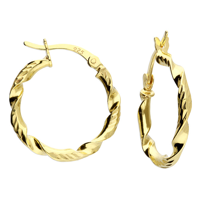 Sunshine Chunky Twist Hoop Earrings | 20mm - John Ross Jewellers