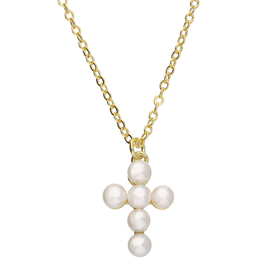 SUNSHINE Pearl Cross Necklace - John Ross Jewellers