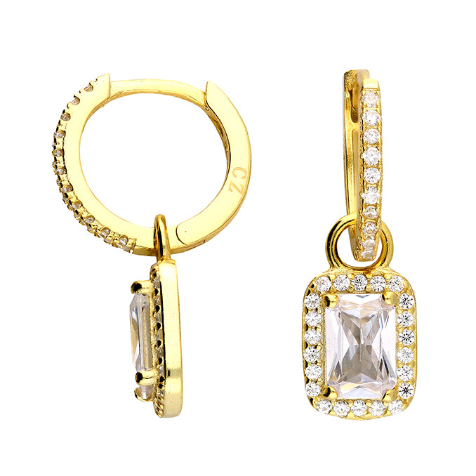 Sunshine 11mm CZ Huggie Hoop Earrings | Radiant Halo Charm - John Ross Jewellers