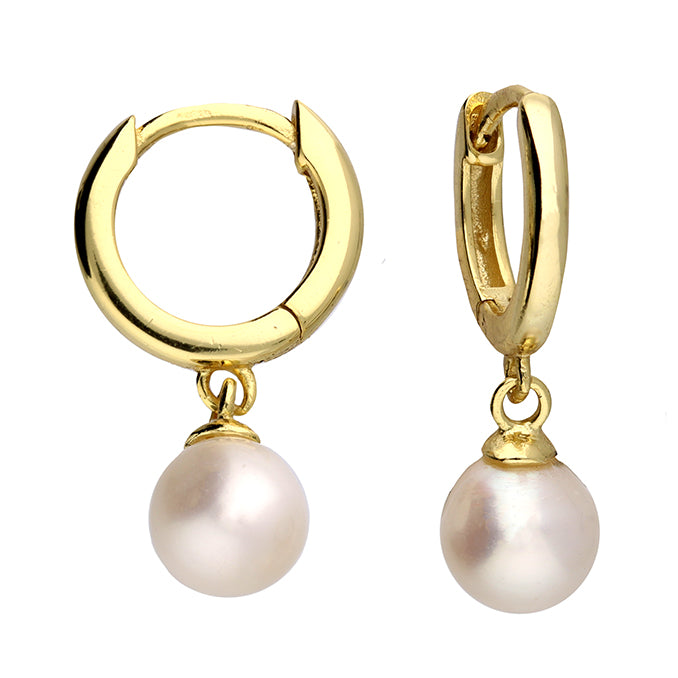 SUNSHINE Freshwater Pearl Huggie Hoop Earrings | 10mm - John Ross Jewellers