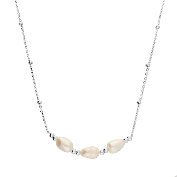 Silver Freshwater Pearl Trio Necklace | 43cm - John Ross Jewellers