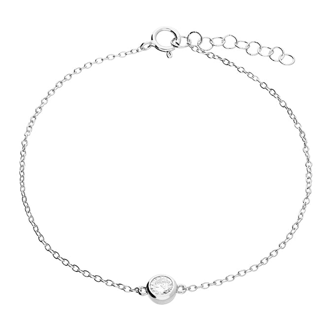 Silver CZ Solitaire Bracelet - John Ross Jewellers
