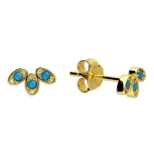 Sunshine Tiny Turquoise Lotus Stud Earrings - John Ross Jewellers