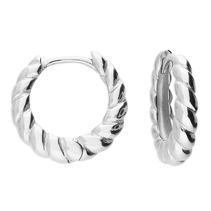 Silver Croissant Huggie Hoop Earrings 10mm John Ross Jewellers