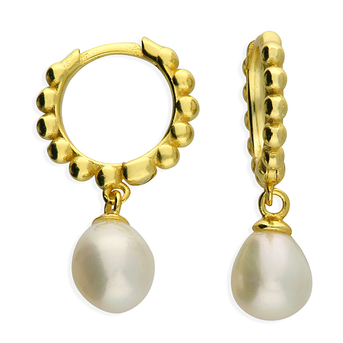 Sunshine Freshwater Pearl Beaded Huggie Hoop Earrings | 10mm - John Ross Jewellers