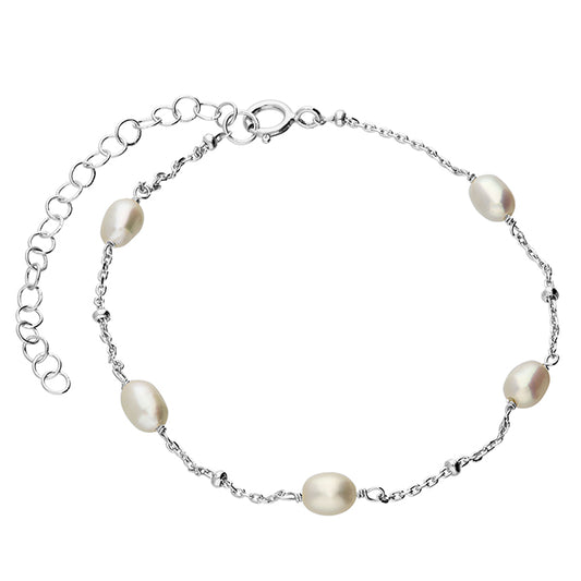 Silver Freshwater Pearl & Bead Bracelet | 21cm - John Ross Jewellers