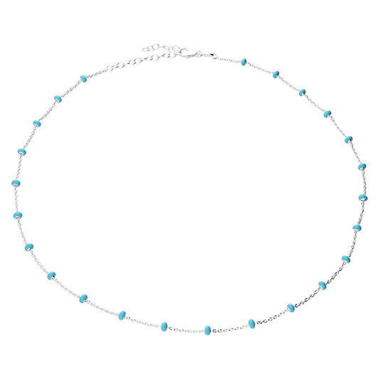 Silver Dainty Turquoise Enamel Necklace - John Ross Jewellers