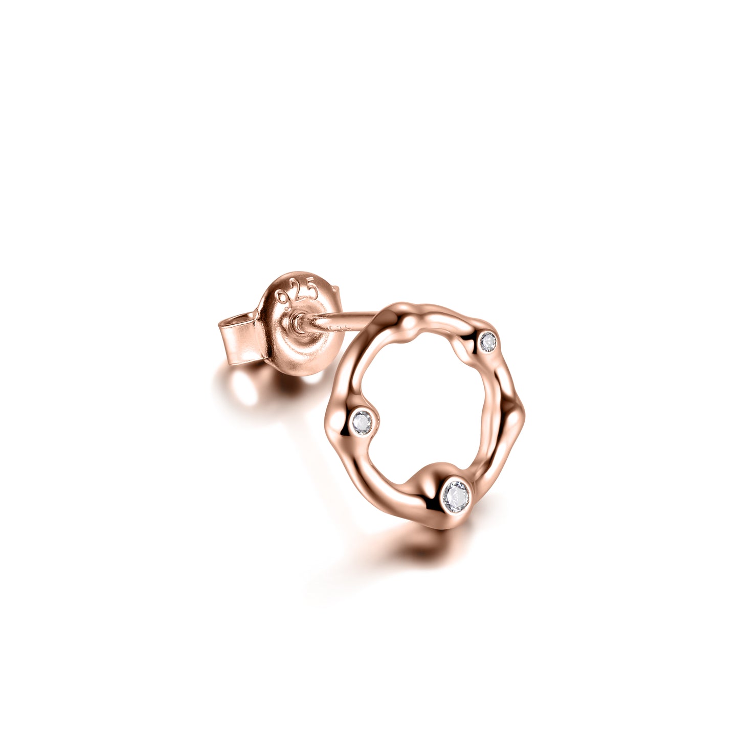 ORGANIC 10mm CZ Stud Earrings - Rose Gold - John Ross Jewellers