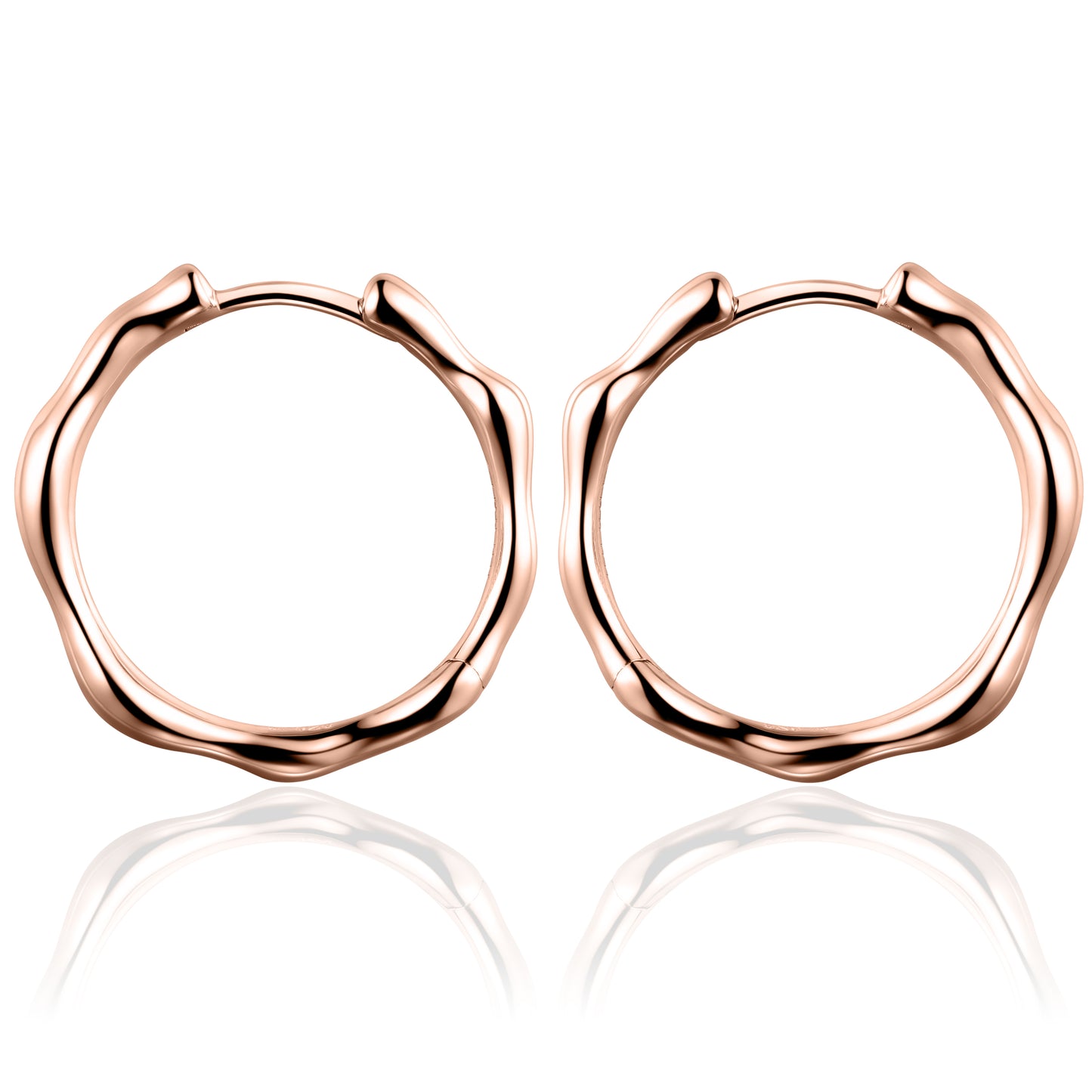ORGANIC 24mm Hoop Earrings - Rose Gold - John Ross Jewellers