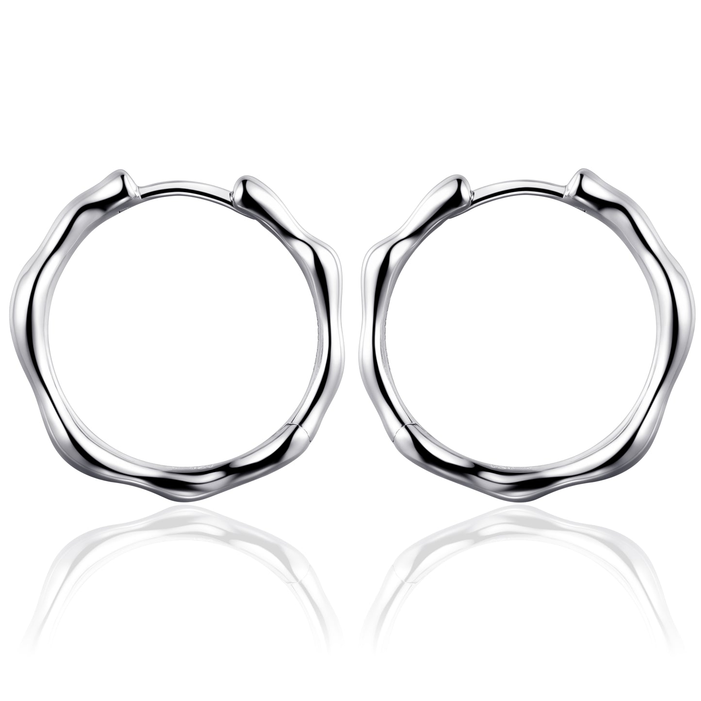 ORGANIC 24mm Hoop Earrings - Silver - John Ross Jewellers