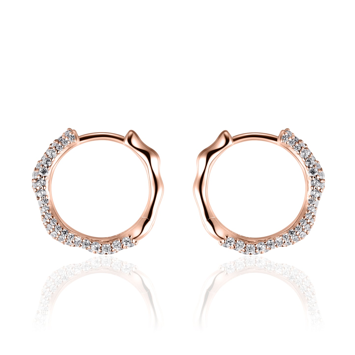 ORGANIC 20mm CZ Hoop Earrings - Rose Gold - John Ross Jewellers