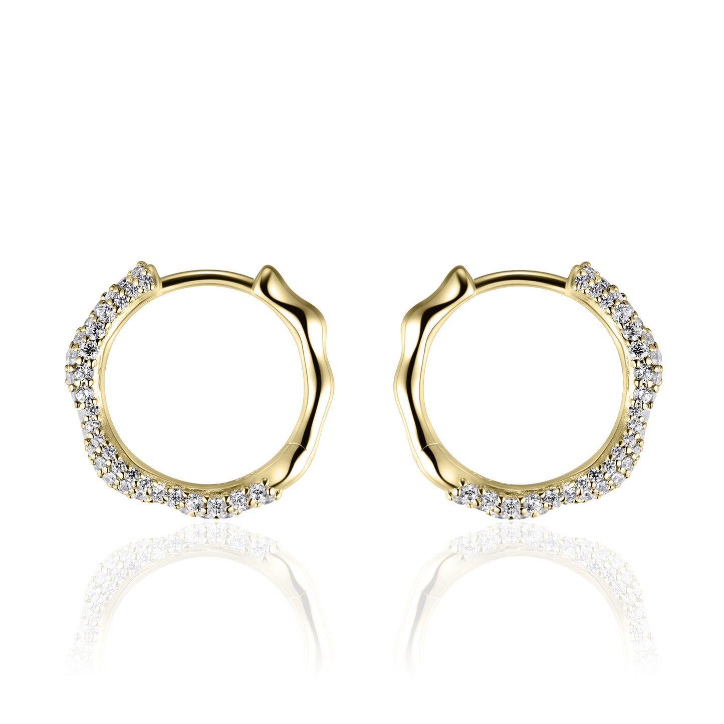 ORGANIC 20mm CZ Hoop Earrings - Gold - John Ross Jewellers