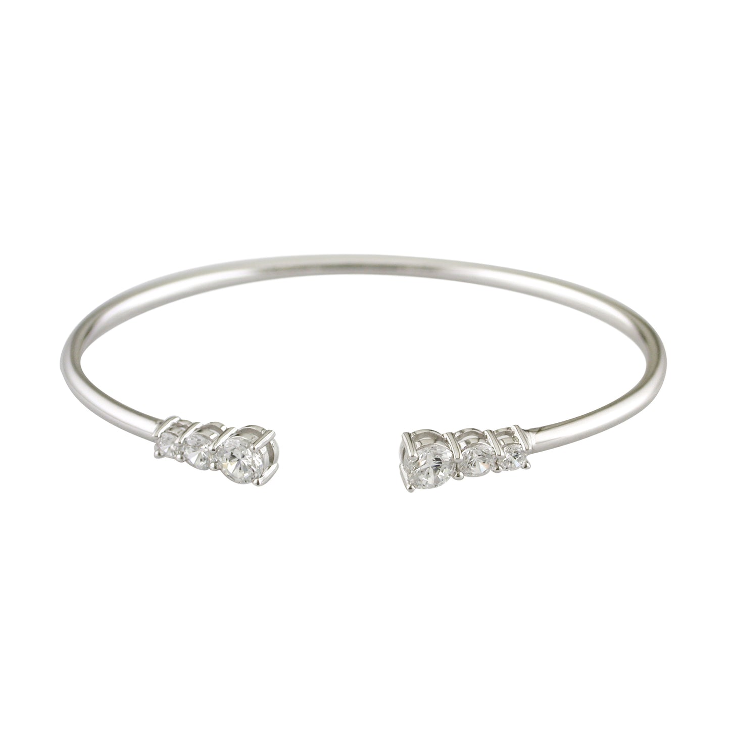 Silver Trilogy CZ Open Cuff Bangle - John Ross Jewellers