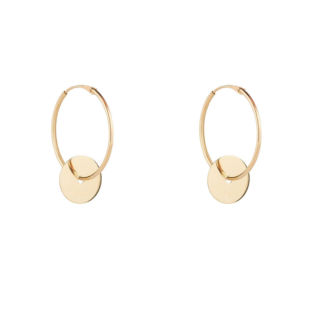 9ct Gold Disc Charm Hoop Earrings John Ross Jewellers