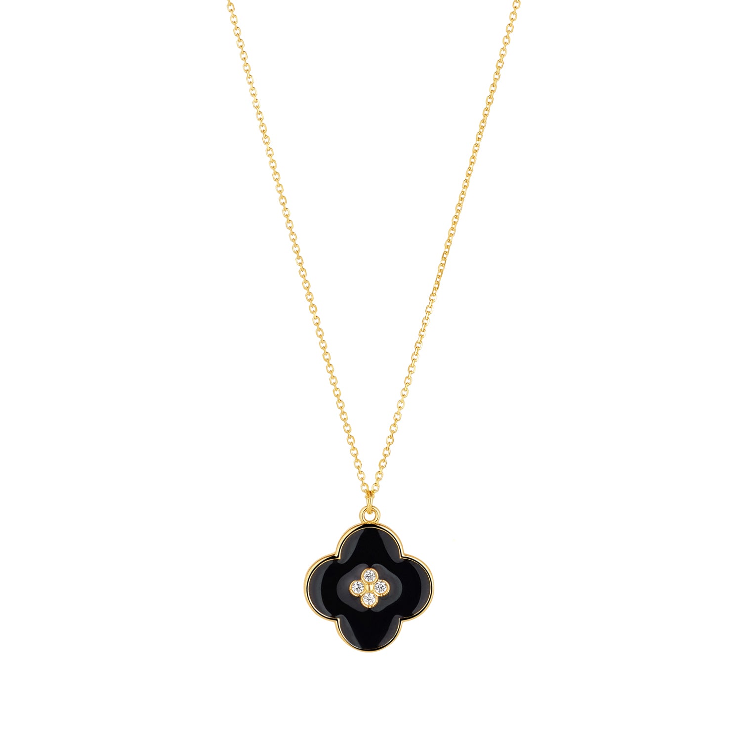 Julep, Jewelry, Julep Black Enamel Clover Necklace Quatrefoil