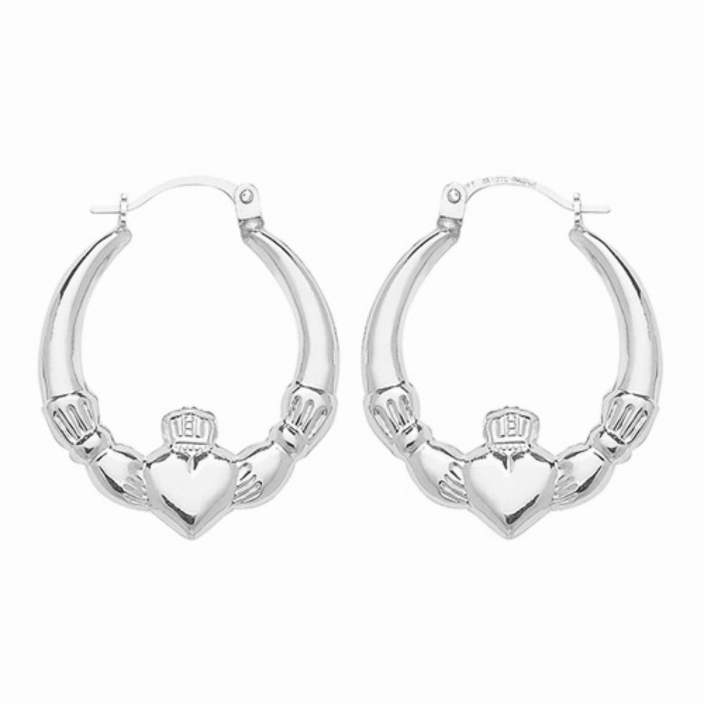 Silver Claddagh Hoop Earrings - John Ross Jewellers