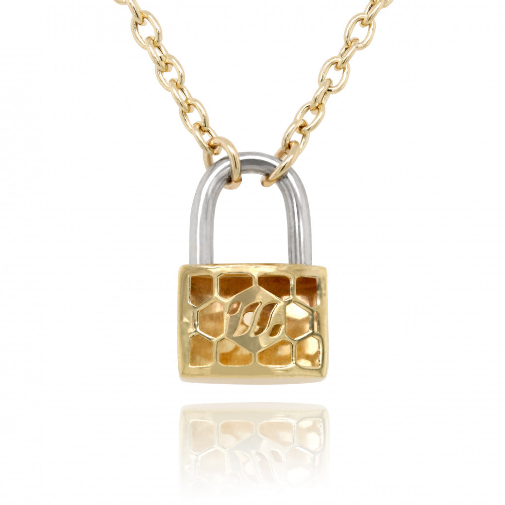 9ct Gold Padlock Necklace | Two Tone - John Ross Jewellers