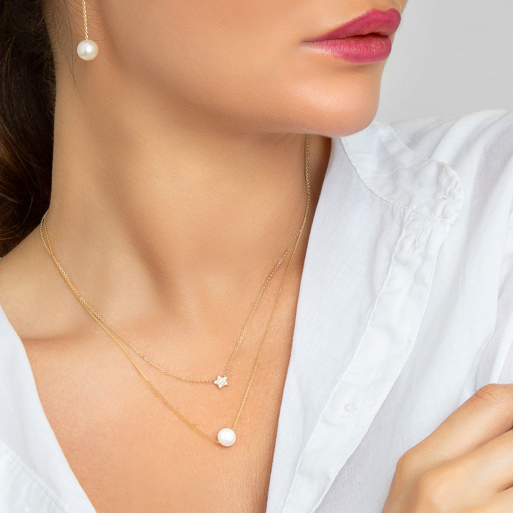 9ct Gold Cultured Pearl Slider Necklace - John Ross Jewellers