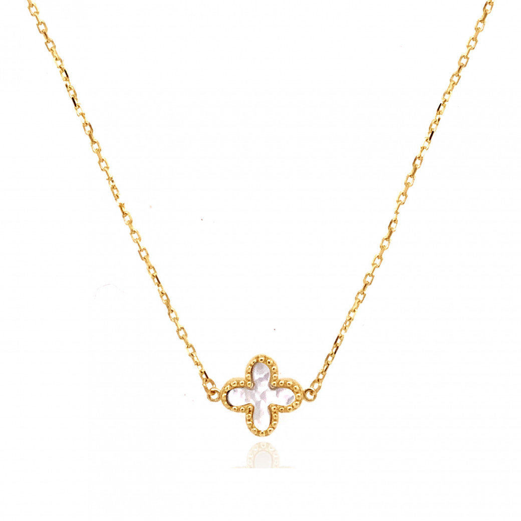 9ct Gold Mother of Pearl Quatrefoil Necklace - John Ross Jewellers