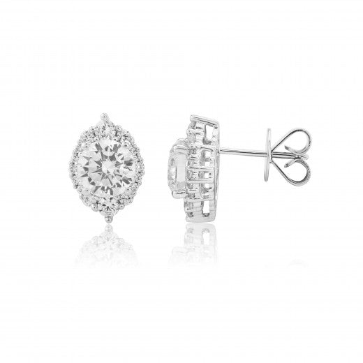 9ct White Gold Vintage Inspired Stud Earrings - Marquis - John Ross Jewellers
