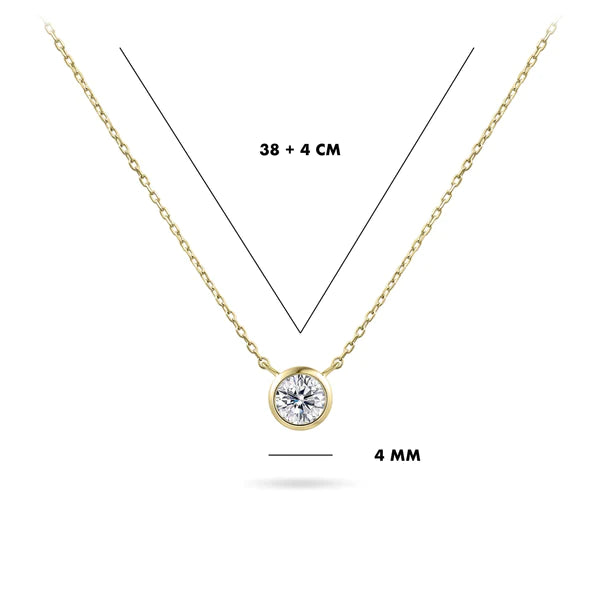 14ct Gold CZ Solitaire Necklace | 4mm - John Ross Jewellers