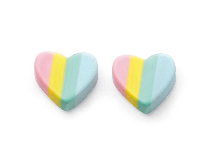 Silver Pastel Heart Stud Earrings - John Ross Jewellers