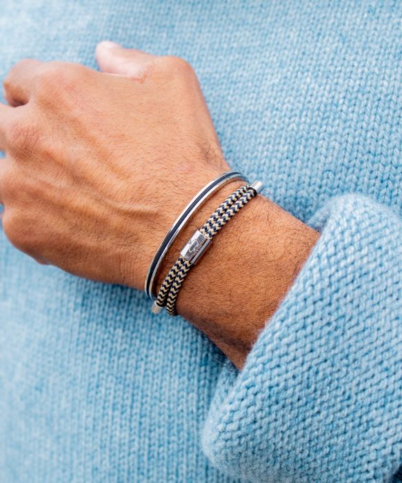 PIG & HEN Little Lewis Navy - Sand | Silver - John Ross Jewellers