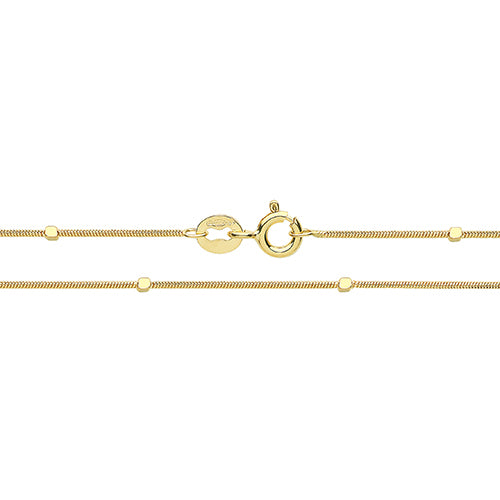9ct Gold Square Bead & Snake Chain Anklet - John Ross Jewellers