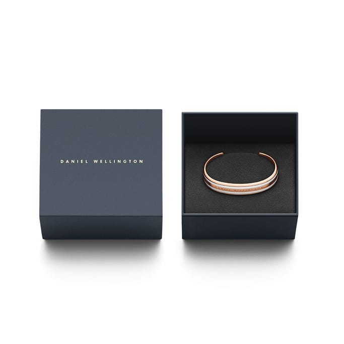 Daniel Wellington Classic Rose Gold Satin White Bangle - John Ross Jewellers
