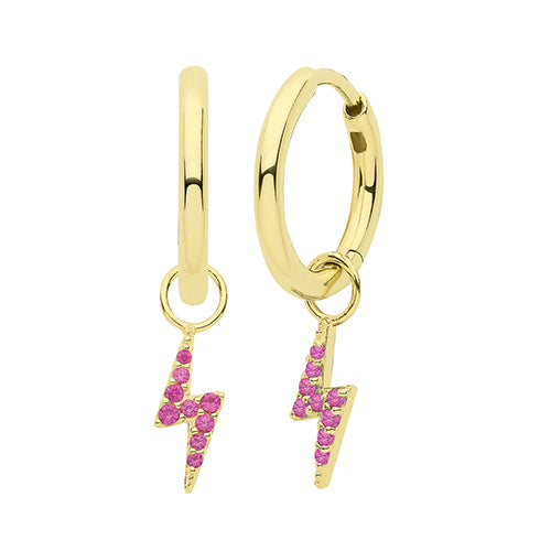 9ct Gold Lightning Bolt Earring Charm | Ruby Red - John Ross Jewellers