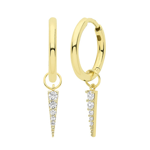 9ct Gold Small Spike Earring Charm | White CZ - John Ross Jewellers