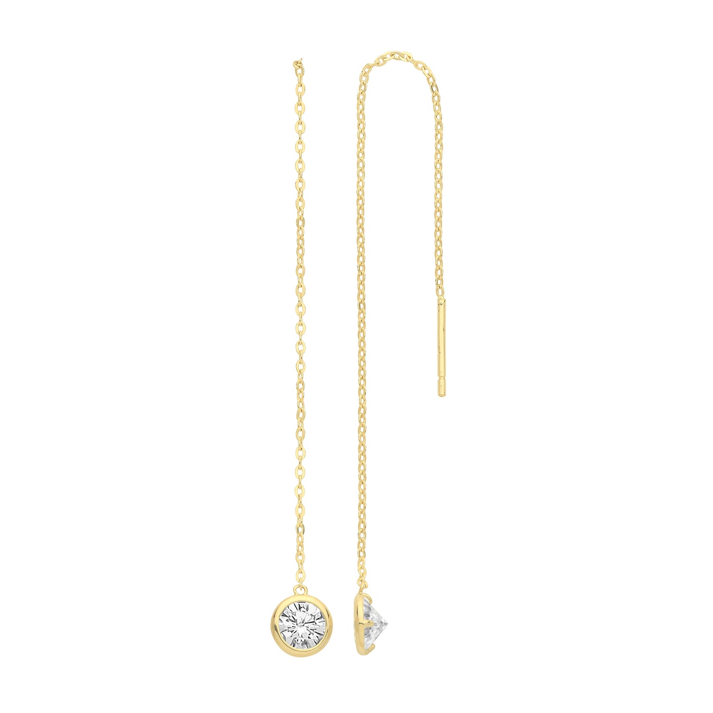 9ct Gold CZ Pull Through Earrings - John Ross Jewellers