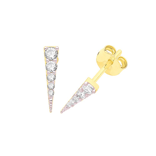 9ct Gold CZ Spike Earrings | 10mm - John Ross Jewellers
