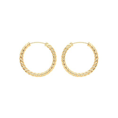 9ct Gold Twist Sleeper Earrings | 15mm - John Ross Jewellers
