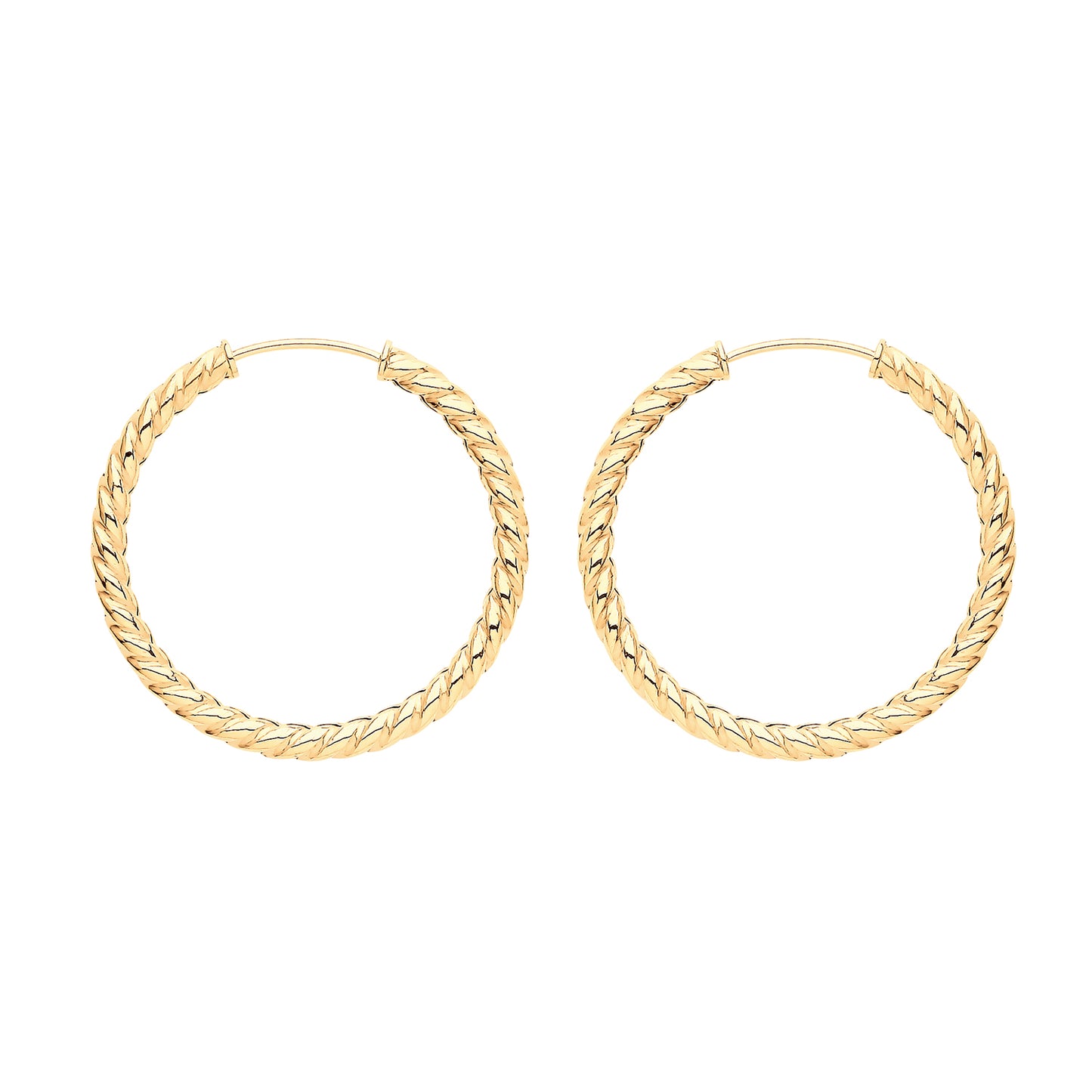 9ct Gold Twist Sleeper Earrings | 21mm - John Ross Jewellers