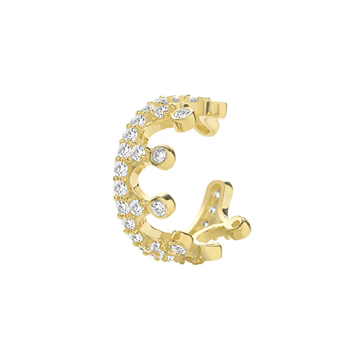 Ear Candy 9ct Gold CZ Crown Ear Cuff - John Ross Jewellers