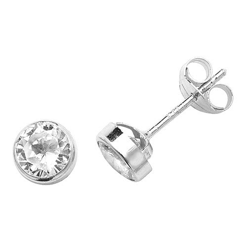 9ct White Gold Bezel Set CZ Stud Earrings | 4mm - John Ross Jewellers