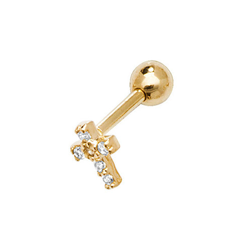 Ear Candy 9ct Gold CZ Cross Cartilage Stud - John Ross Jewellers