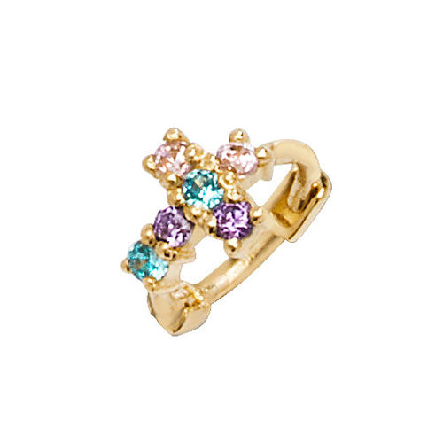 Ear Candy 9ct Gold Colour CZ Cross Cartilage Hoop - John Ross Jewellers