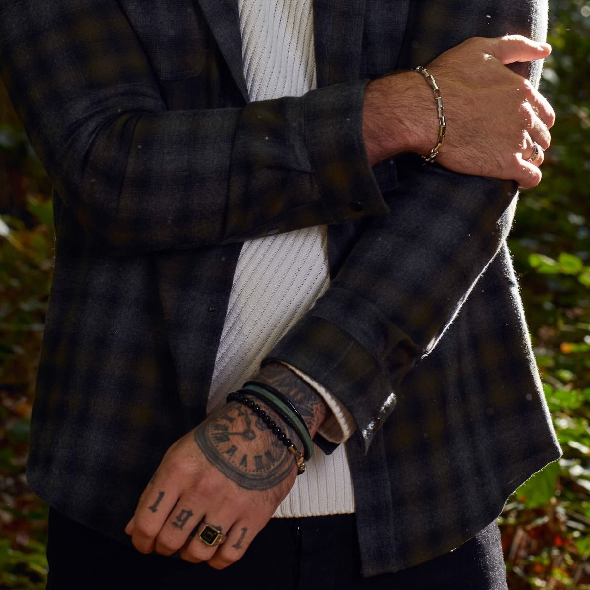 FRED BENNETT Reborn Green Cork & Recycled Leather Multi Row Bracelet - John Ross Jewellers