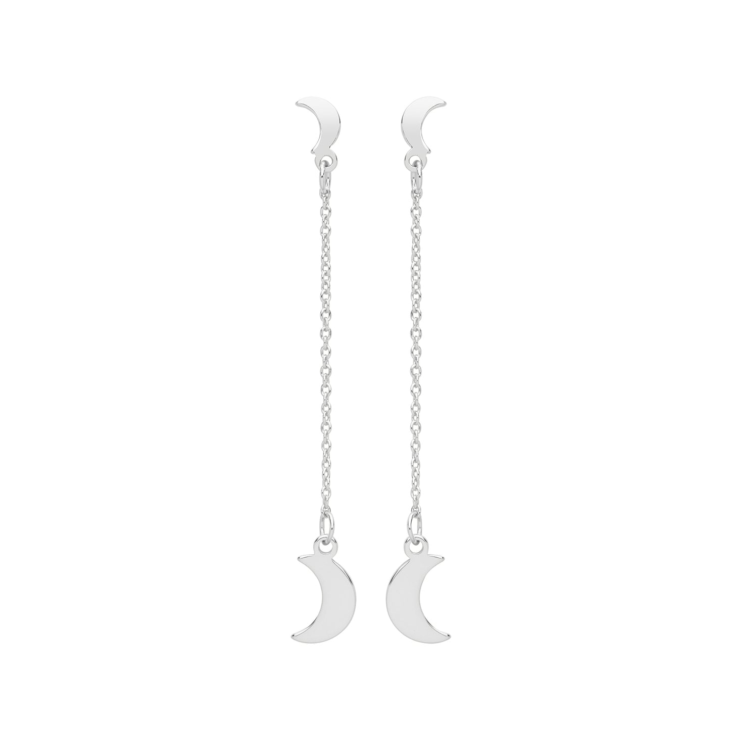 Silver Moon Drop Earrings - John Ross Jewellers