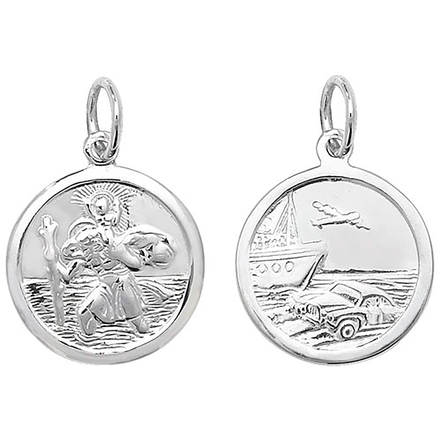 St Christopher Round Medal Pendant and Chain | Medium - John Ross Jewellers