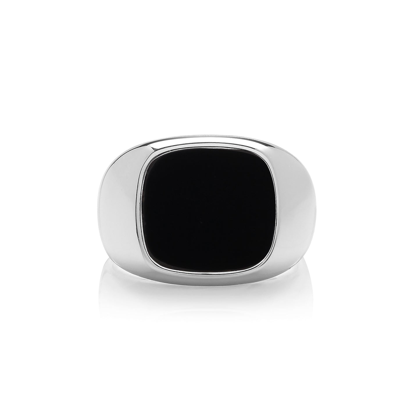 Silver Onyx Cushion Signet Ring - John Ross Jewellers