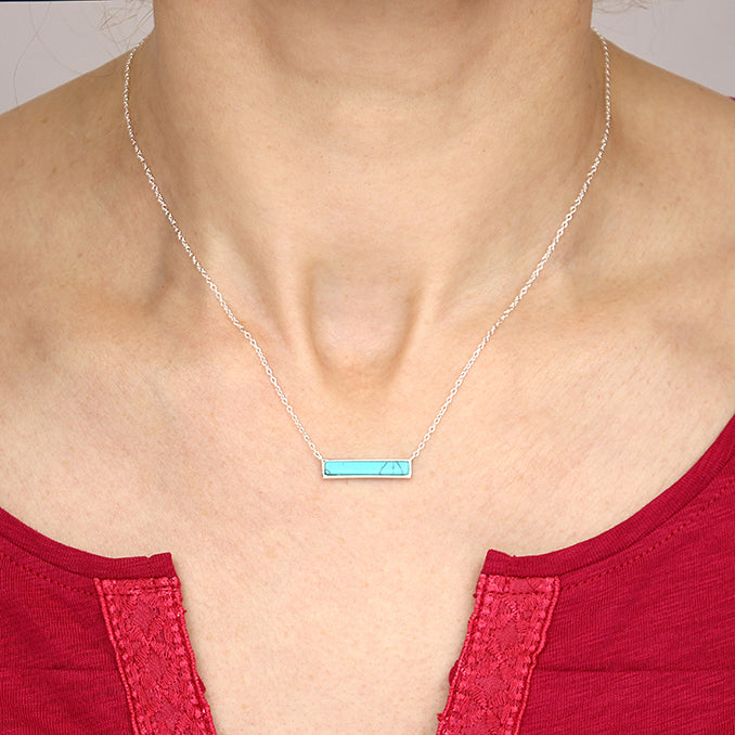 Silver Turquoise Bar Necklace | 41-46cm - John Ross Jewellers