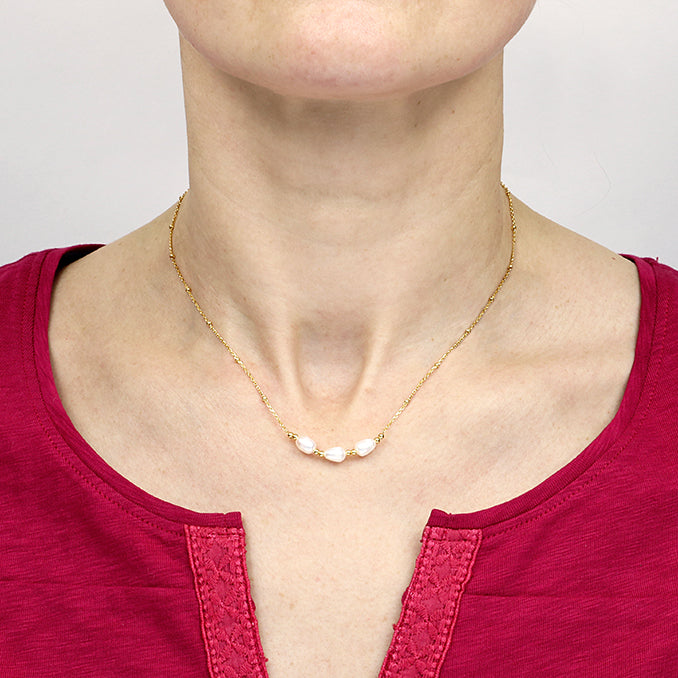 Sunshine Freshwater Pearl Trio Necklace | 43cm - John Ross Jewellers
