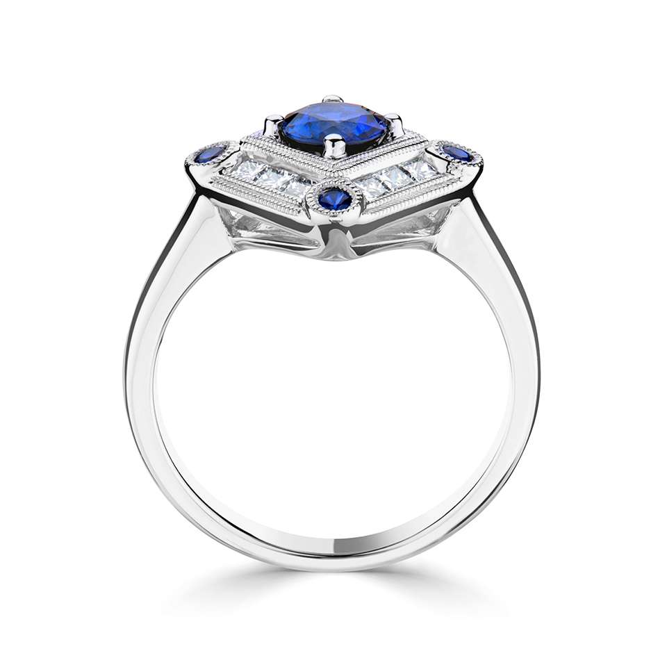 Platinum Sapphire & Diamond Ring - John Ross Jewellers
