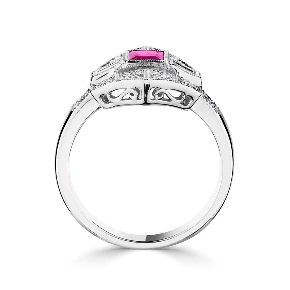 Platinum Ruby & Diamond Ring - John Ross Jewellers